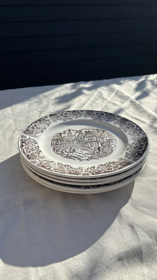 Brune Engelske Tallerkener - 5 Stk